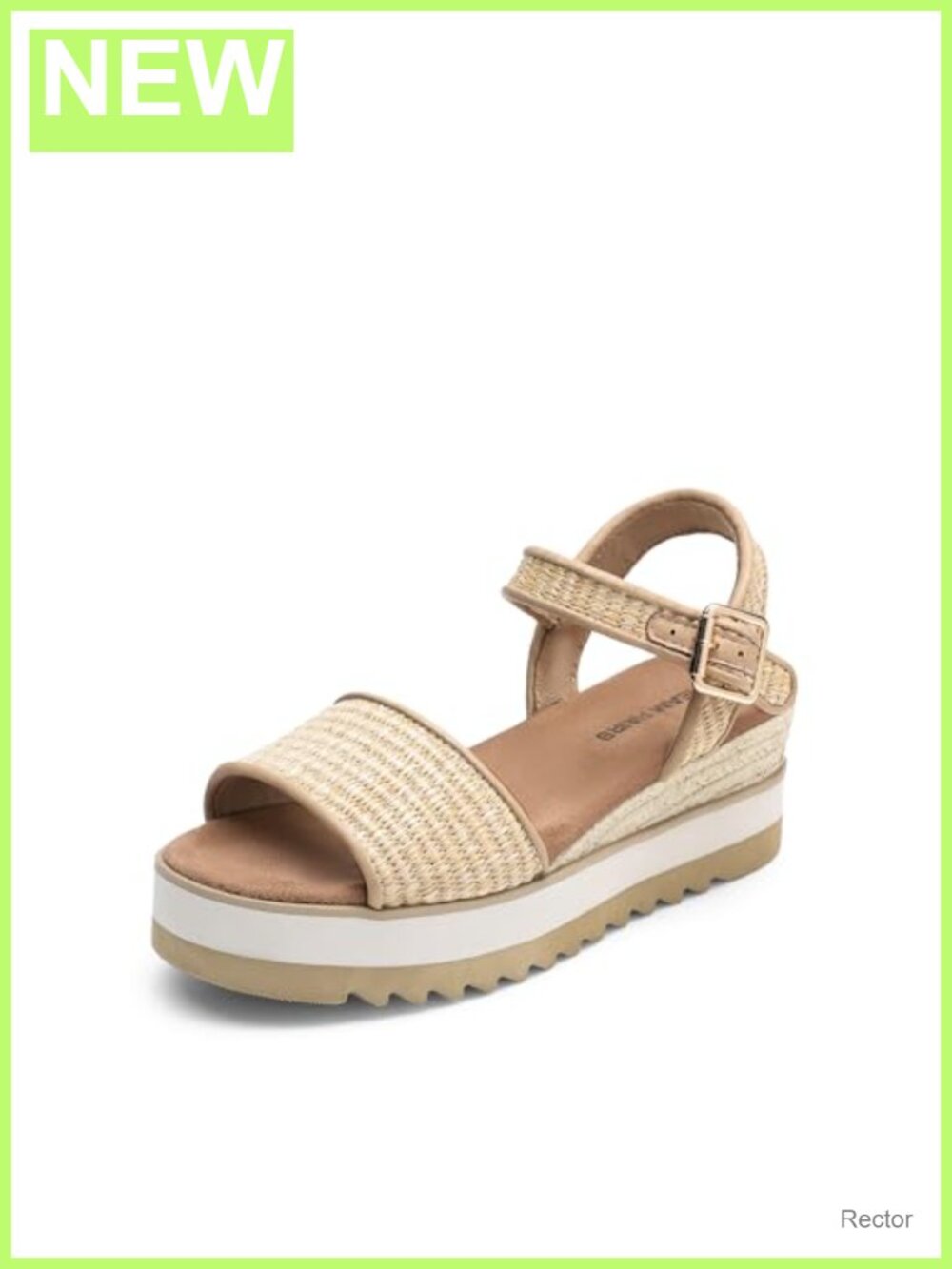 Women's Platform Wedge Sandals Espadrille Raffia Ankle Strap Buckle Summer